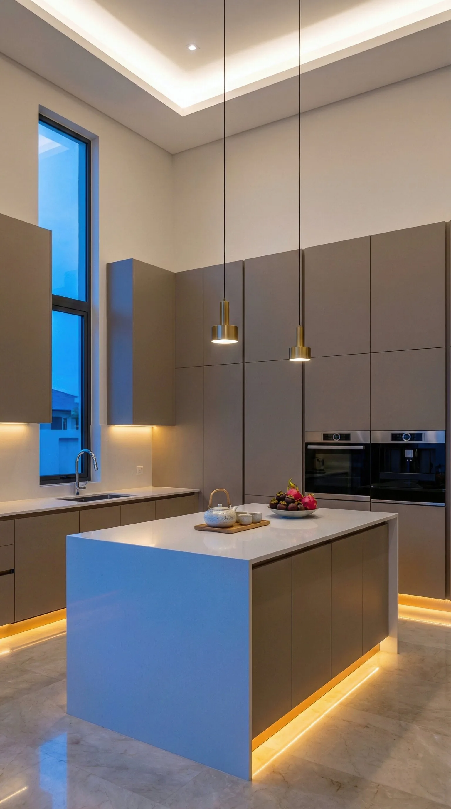 Detailed view of quartz stone countertop